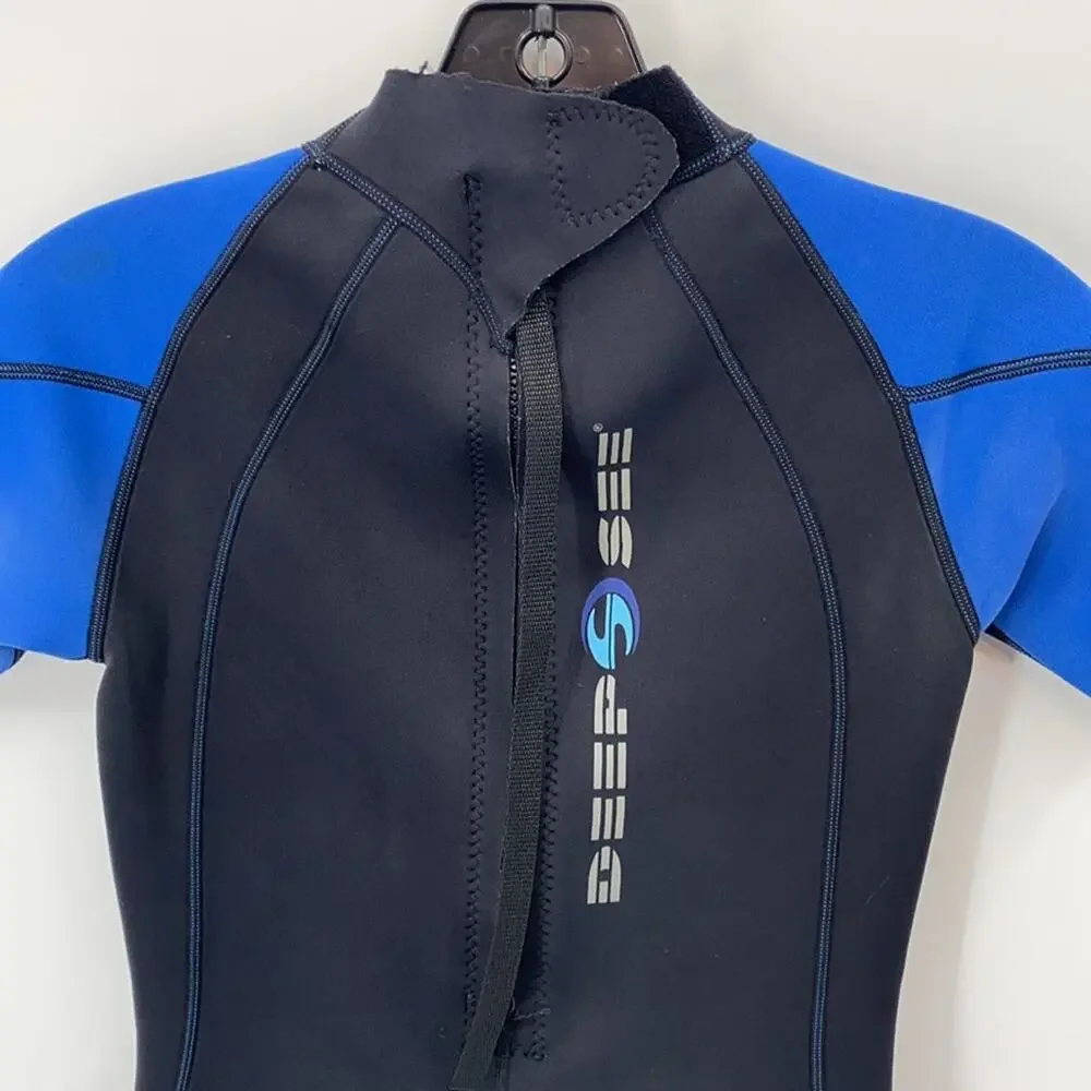 Deep See Boys Black & Blue Short Sleeve Wet Suit Size Large (10)